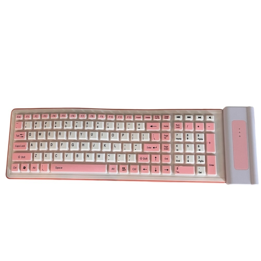 Wireless Pink and White Slim Keyboard with Numeric Keypad